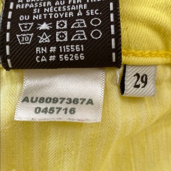 7 For All Mankind Yellow Skinny Jeans 29 Zip Fly Mid Rise Stretch Womens Denim - Picture 5 of 12